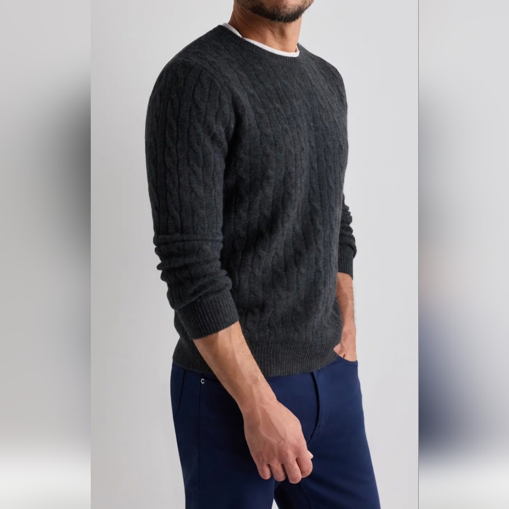 J. Crew Cable Knit Crewneck 100% Lambs Wool Sweater, Size Large, Style#78319